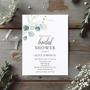Greenery Eucalyptus Script Bridal Shower Postcard