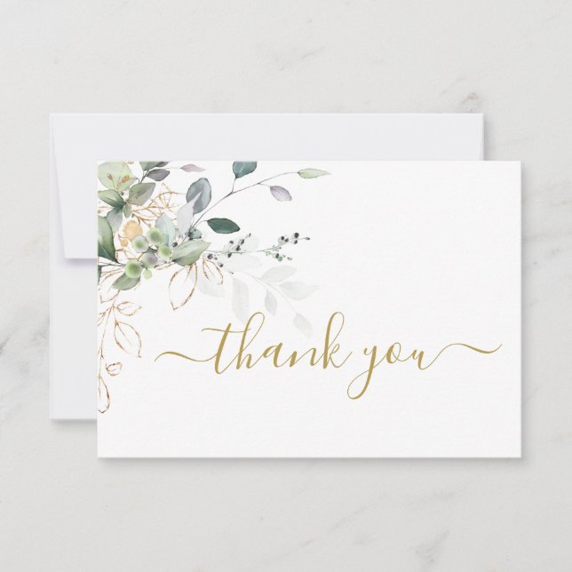 Greenery eucalyptus simple thank you Note Card (Front)