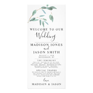 Greenery Eucalyptus Simple Wedding Program Rack Card