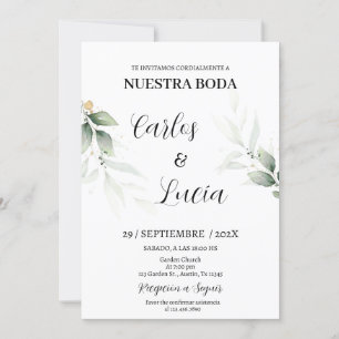 Greenery Eucalyptus Spanish Wedding  Invitation