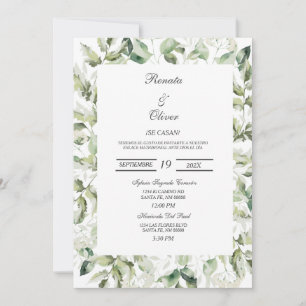 Greenery Eucalyptus Spanish Wedding Invitation