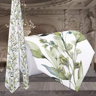 Greenery Eucalyptus Spray & Vines Wedding Neck Tie