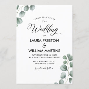 Greenery Eucalyptus Spring Summer Wedding Invitation