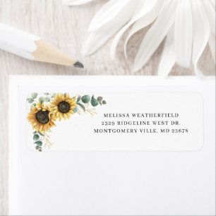 Greenery Eucalyptus Sunflower Return Address Label