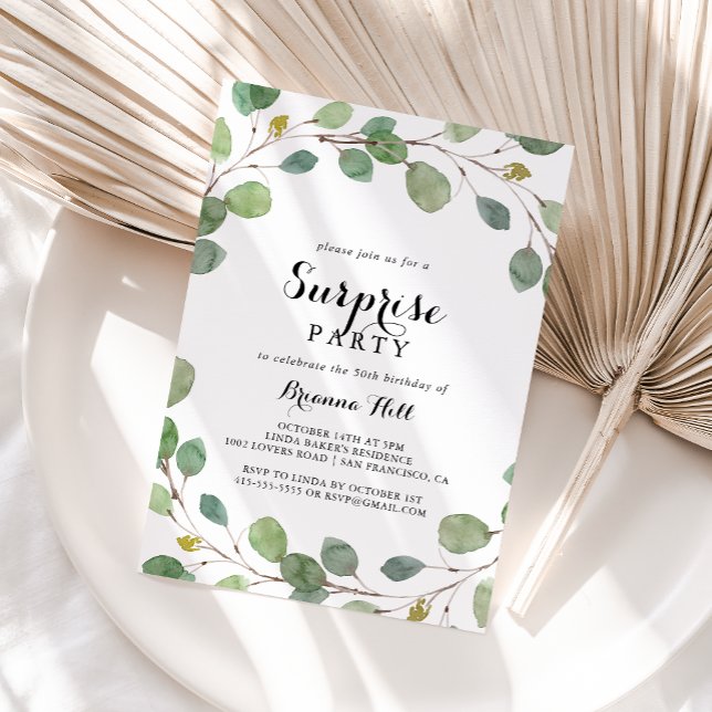 Greenery Eucalyptus Surprise Party Invitation (Creator Uploaded)