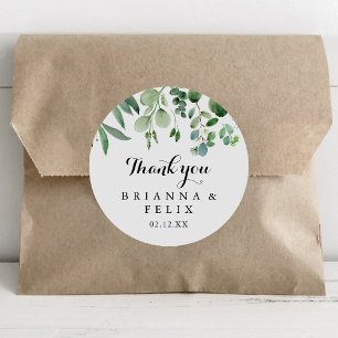 Greenery Eucalyptus Thank You Wedding Favor Classic Round Sticker
