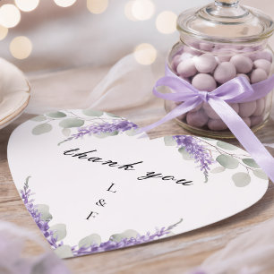 Greenery Eucalyptus Violet Lavender Thank You Heart Sticker