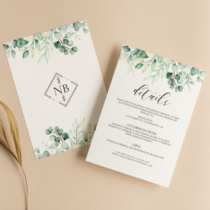 Greenery Eucalyptus Watercolor Details Elegant Enclosure Card