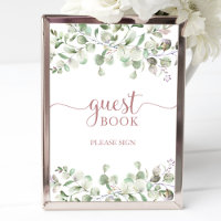 Greenery Eucalyptus Watercolor Guest Book Sign