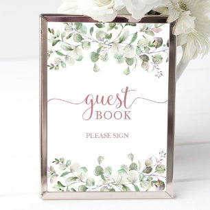 Greenery Eucalyptus Watercolor Guest Book Sign