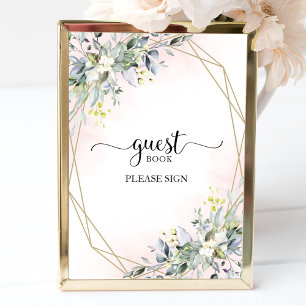 Greenery Eucalyptus Watercolor Guest Book Sign
