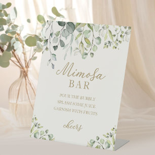 Greenery Eucalyptus Watercolor Mimosa Bar Sign