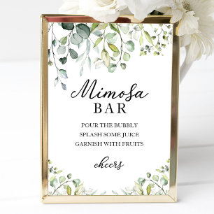 Greenery Eucalyptus Watercolor Mimosa Bar Sign