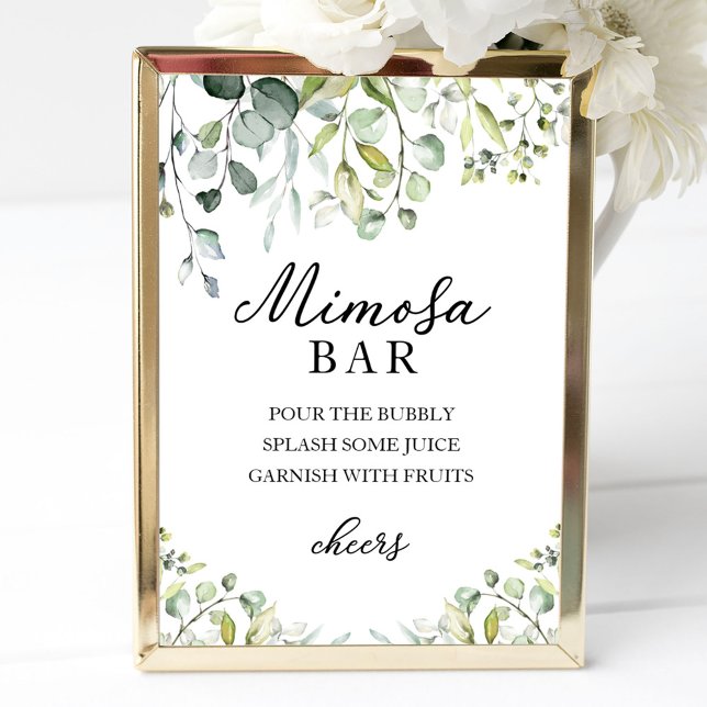 Greenery Eucalyptus Watercolor Mimosa Bar Sign (Creator Uploaded)