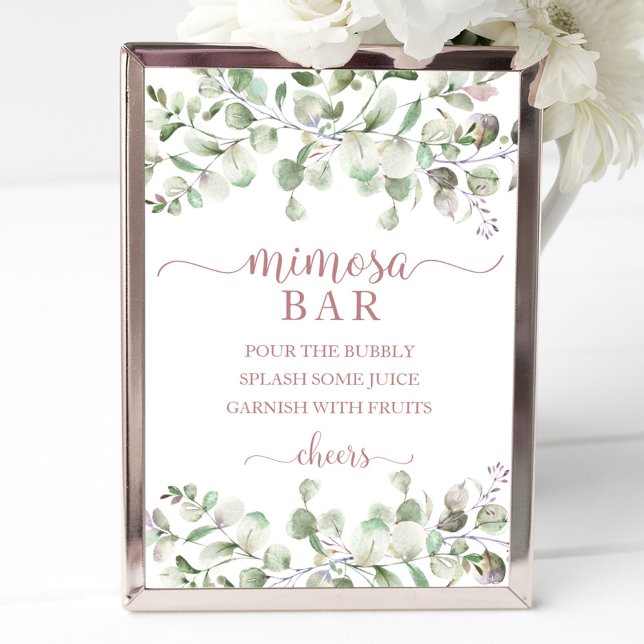Greenery Eucalyptus Watercolor Mimosa Bar Sign (Creator Uploaded)