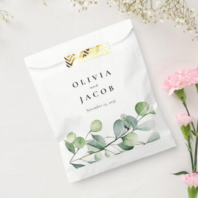 Greenery Eucalyptus Watercolor Wedding Favour Bag (Sealed)