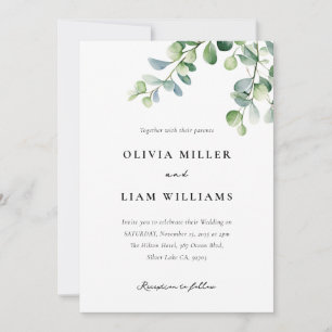 Greenery Eucalyptus Watercolor Wedding Invitation