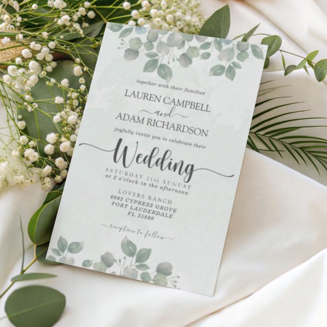 Greenery Eucalyptus Watercolor Wedding Invitation (Creator Uploaded)
