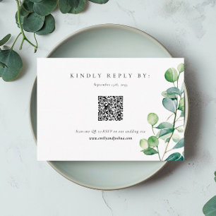 Greenery Eucalyptus Watercolor Wedding RSVP Enclosure Card