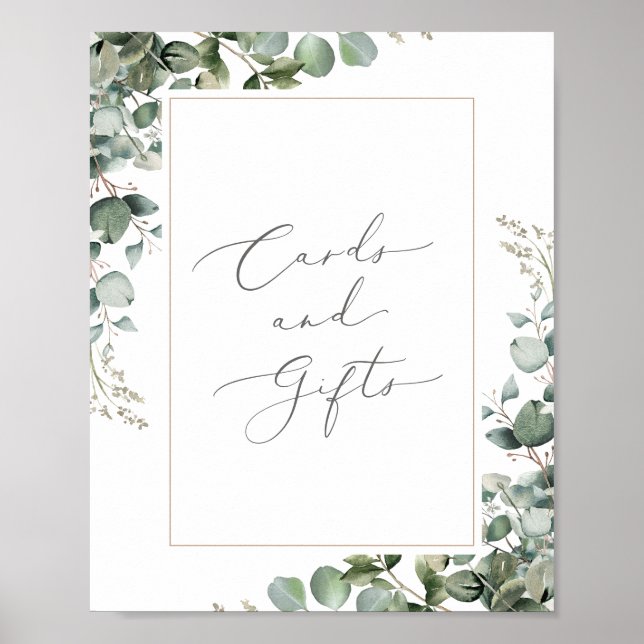 Greenery Eucalyptus Wedding Cards and Gifts Sign (Front)