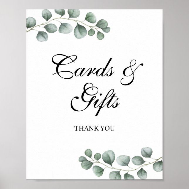 Greenery Eucalyptus Wedding Cards and Gifts Sign (Front)
