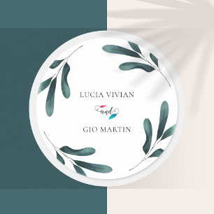 Greenery Eucalyptus Wedding Classic Round Sticker