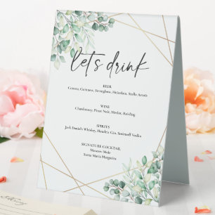 Greenery Eucalyptus Wedding Drinks Bar Menu