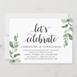 Greenery Eucalyptus, Wedding Elopement Party Invitation