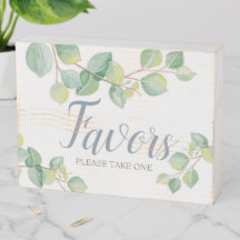 Greenery Eucalyptus Wedding Favor Sign