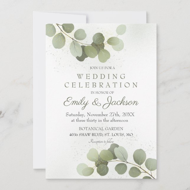 Greenery Eucalyptus Wedding Invitation (Front)