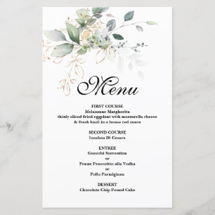Greenery Eucalyptus wedding Menu Card