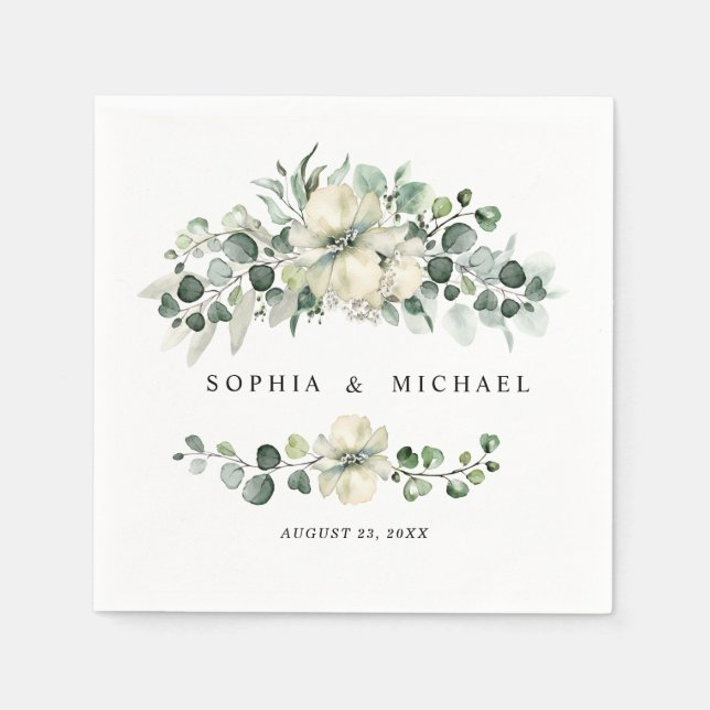 Greenery Eucalyptus Wedding Napkin (Front)