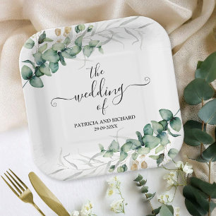 Greenery Eucalyptus Wedding Paper Plate