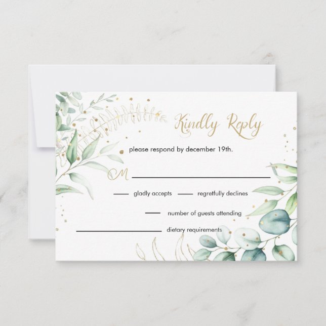 Greenery Eucalyptus Wedding RSVP Card (Front)