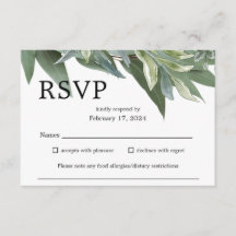 Greenery Eucalyptus Wedding RSVP Enclosure Card