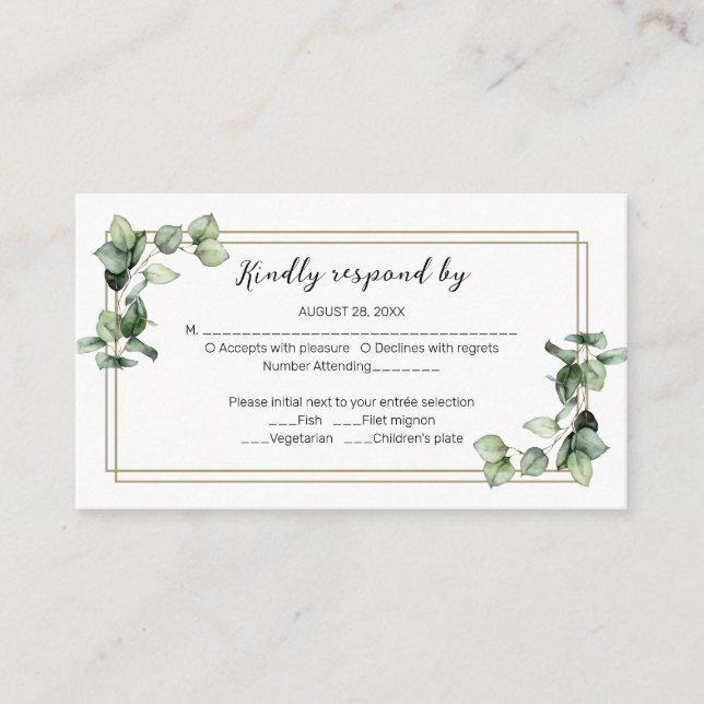 Greenery Eucalyptus Wedding RSVP Enclosure Card (Front)