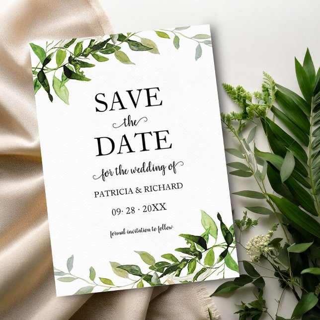  Greenery Eucalyptus Wedding Save The Date Invitation (Creator Uploaded)