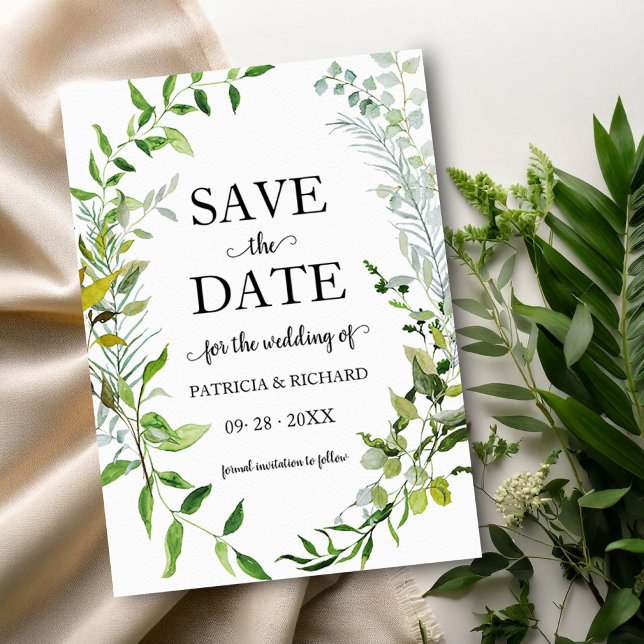  Greenery Eucalyptus Wedding Save The Date Invitation (Creator Uploaded)