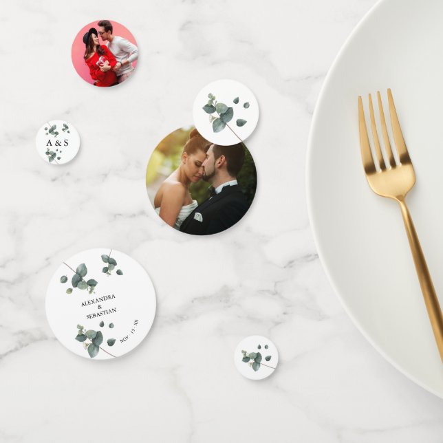 Greenery Eucalyptus Wedding Table Decor Confetti (Group)