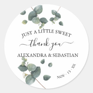 Greenery Eucalyptus Wedding Thank You Classic Roun Round Sticker