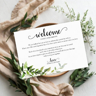 Greenery Eucalyptus Wedding Welcome Hotel Card