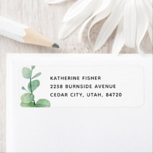 Greenery Eucalyptus Weddings. Watercolor Botanical Return Address Label