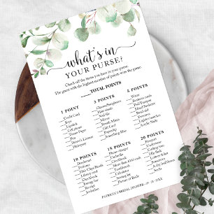 Greenery Eucalyptus What's In Your Purse Game Flyer