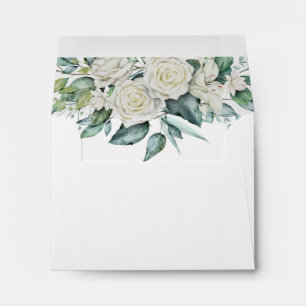 Greenery eucalyptus white roses personalised  envelope