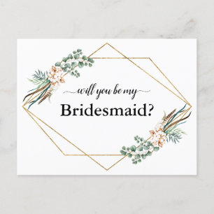 Greenery Eucalyptus Will You be My Bridesmaid Card