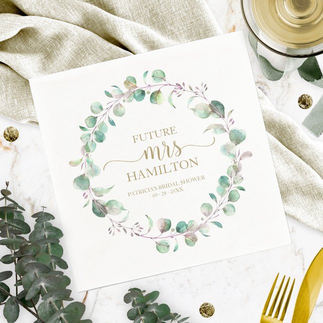Greenery Eucalyptus Wreath Bridal Shower Napkins (Creator Uploaded)