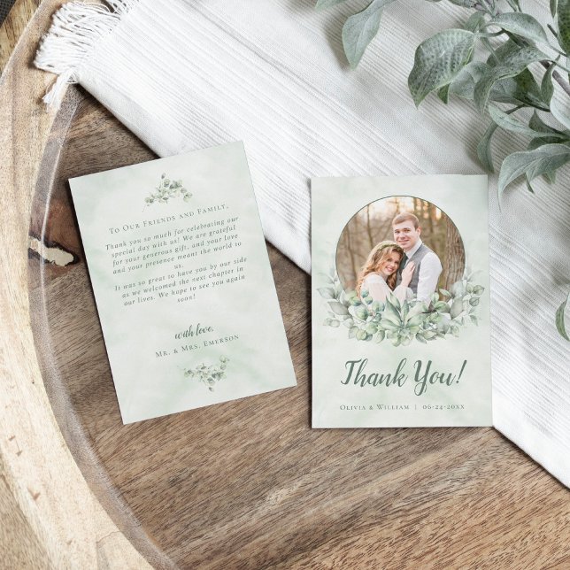 Greenery Eucalyptus Wreath Photo Wedding Thank You (Creator Uploaded)