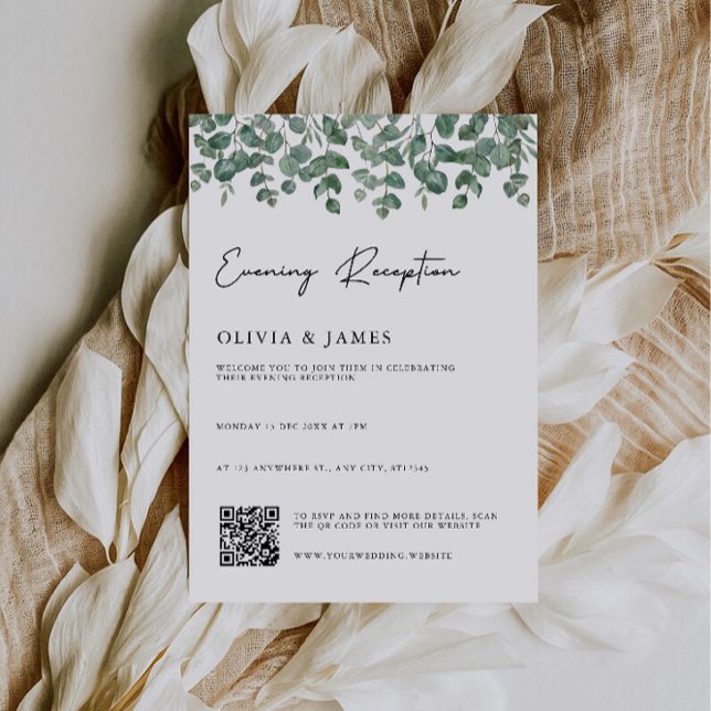 Greenery Evening Reception with QR code rsvp Invitation (Greenery Evening Reception with QR code rsvp Invitation)
