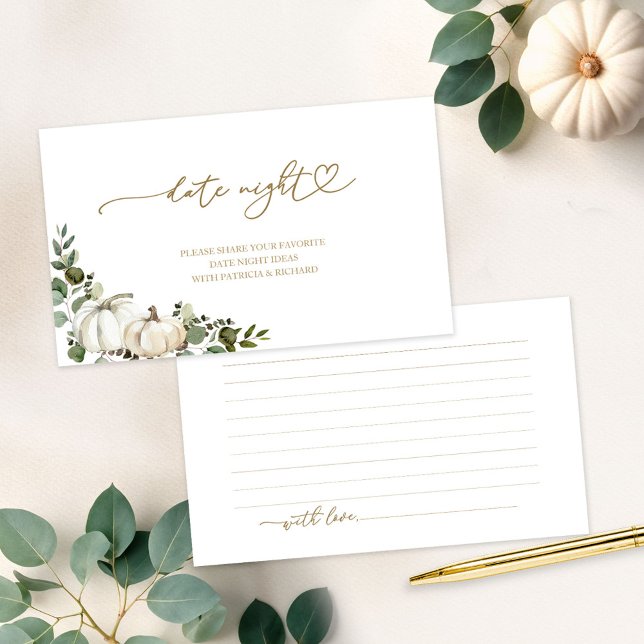 Greenery Fall Bridal Shower Date Night Cards (Creator Uploaded)