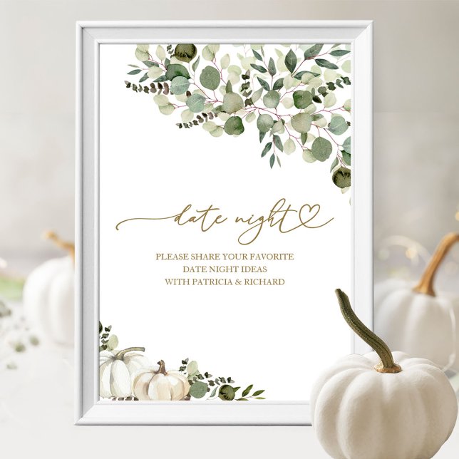 Greenery Fall Bridal Shower Date Night Jar Sign (Creator Uploaded)
